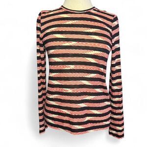 Proenza Schouler Striped Long Sleeve Organic Cotton Top black/red Size S